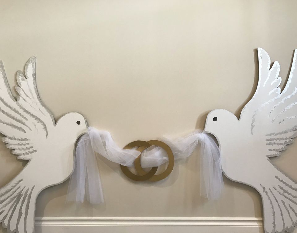 Wooden Wedding Doves